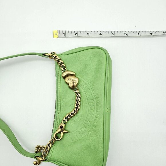 Vintage Y2K Juicy Couture Baguette Shoulder Bag Green Leather Mini Crown Charm - Picture 14 of 16